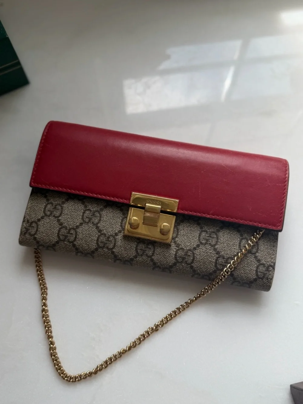 🔥Gucci wallet on chain GG supreme padlock wallet mini purse Gucci bag Gucci woc